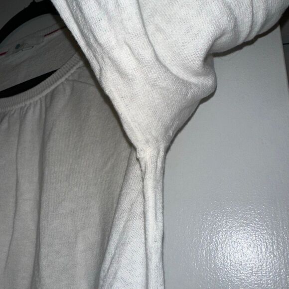 Boden Women’s Small Linen Blend Crew Sweater Cream Red 3/4 Bow Sleeves EUC - Picture 5 of 11